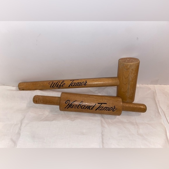 3/55$ Vintage Kitchen decor decorative wife and husband wood “tamer” (humour) - Picture 4 of 13